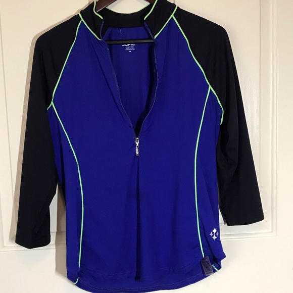 Jofit Tops - JoFit Women’s Piped 1/4 Zip Pullover Blue Green M